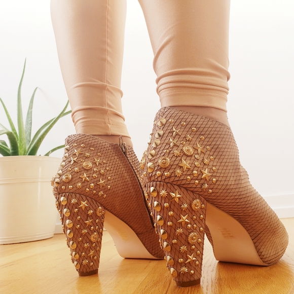 Shoes - NWT Genuine Leather Studded Booties
